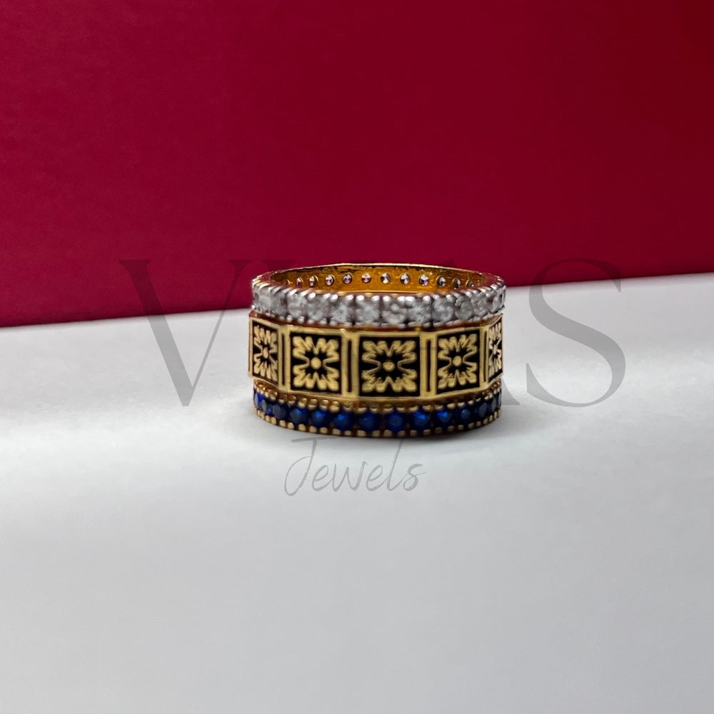 Ashoka stack gold-plated silver rings