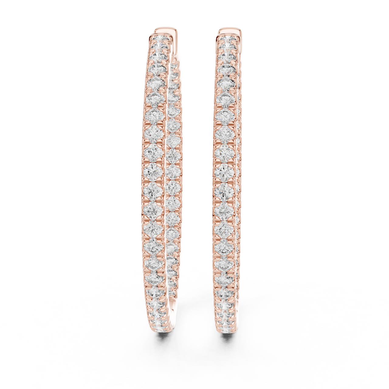 14K Rose Gold Lab-Grown Diamond Oval Hoop Earrings – 1.00 CT