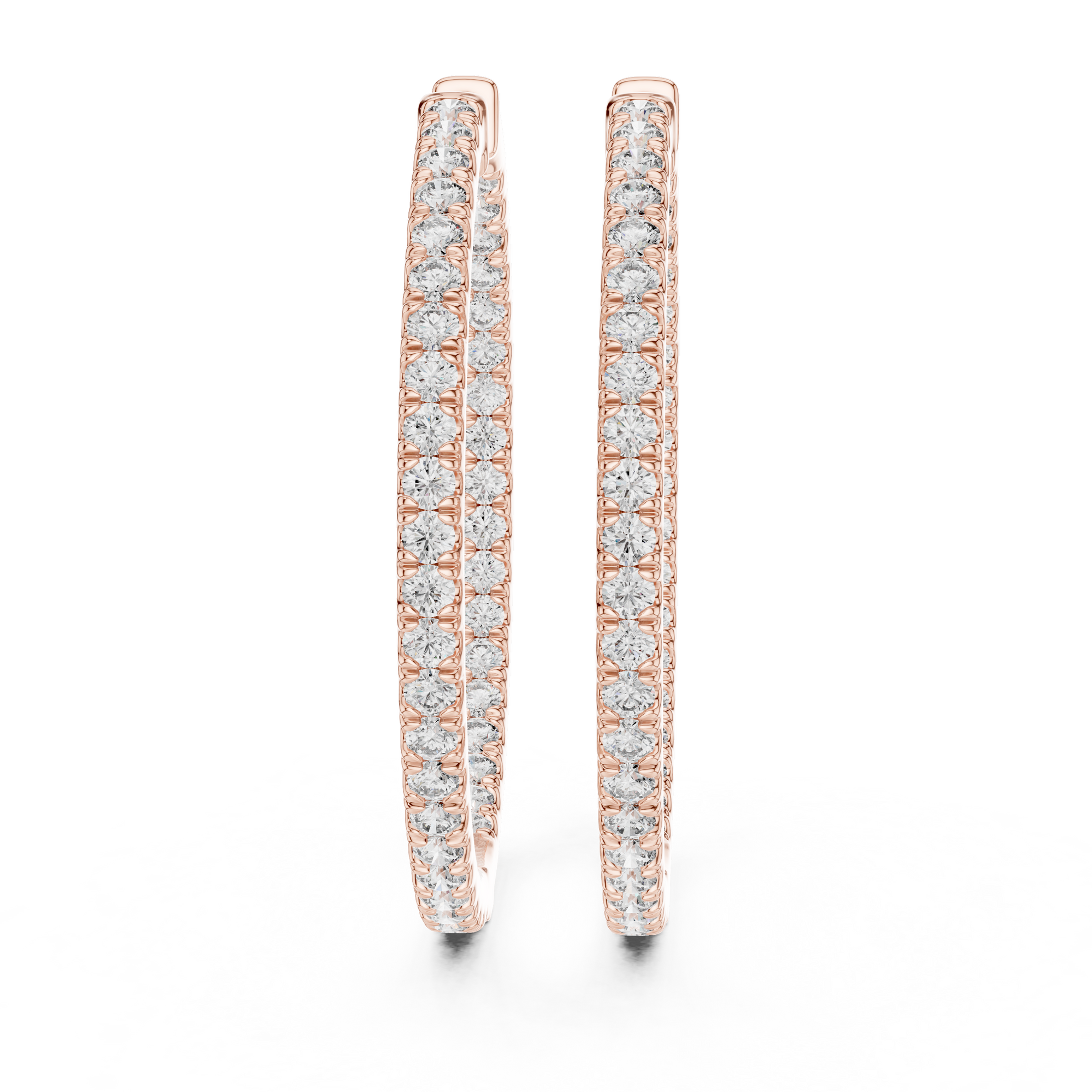 14K Rose Gold Lab-Grown Diamond Oval Hoop Earrings – 1.00 CT