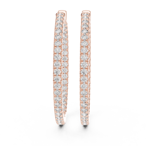 14K Rose Gold Lab-Grown Diamond Oval Hoop Earrings – 1.00 CT
