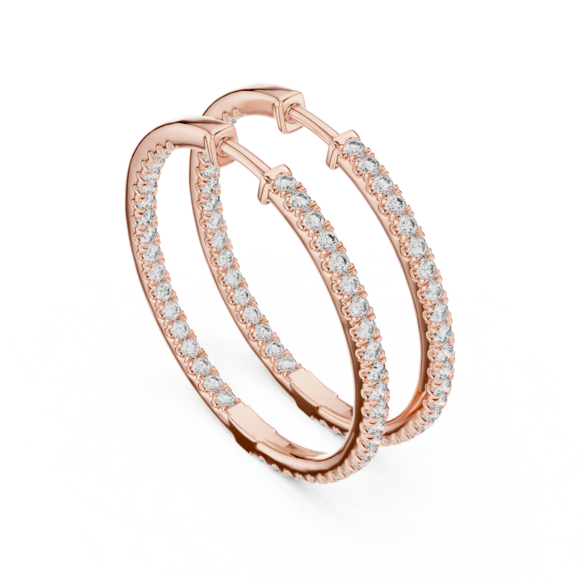 14K Rose Gold Lab-Grown Diamond Oval Hoop Earrings – 1.00 CT