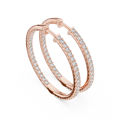 14K Rose Gold Lab-Grown Diamond Oval Hoop Earrings – 1.00 CT