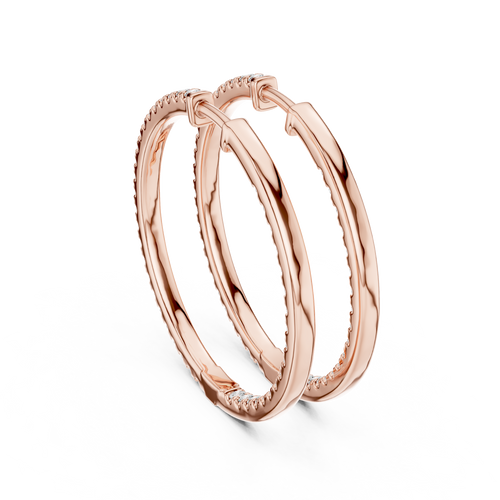 14K Rose Gold Lab-Grown Diamond Oval Hoop Earrings – 1.00 CT
