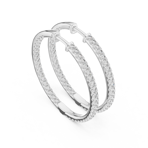 14K White Gold Lab-Grown Diamond Oval Hoop Earrings – 1.00 CTW