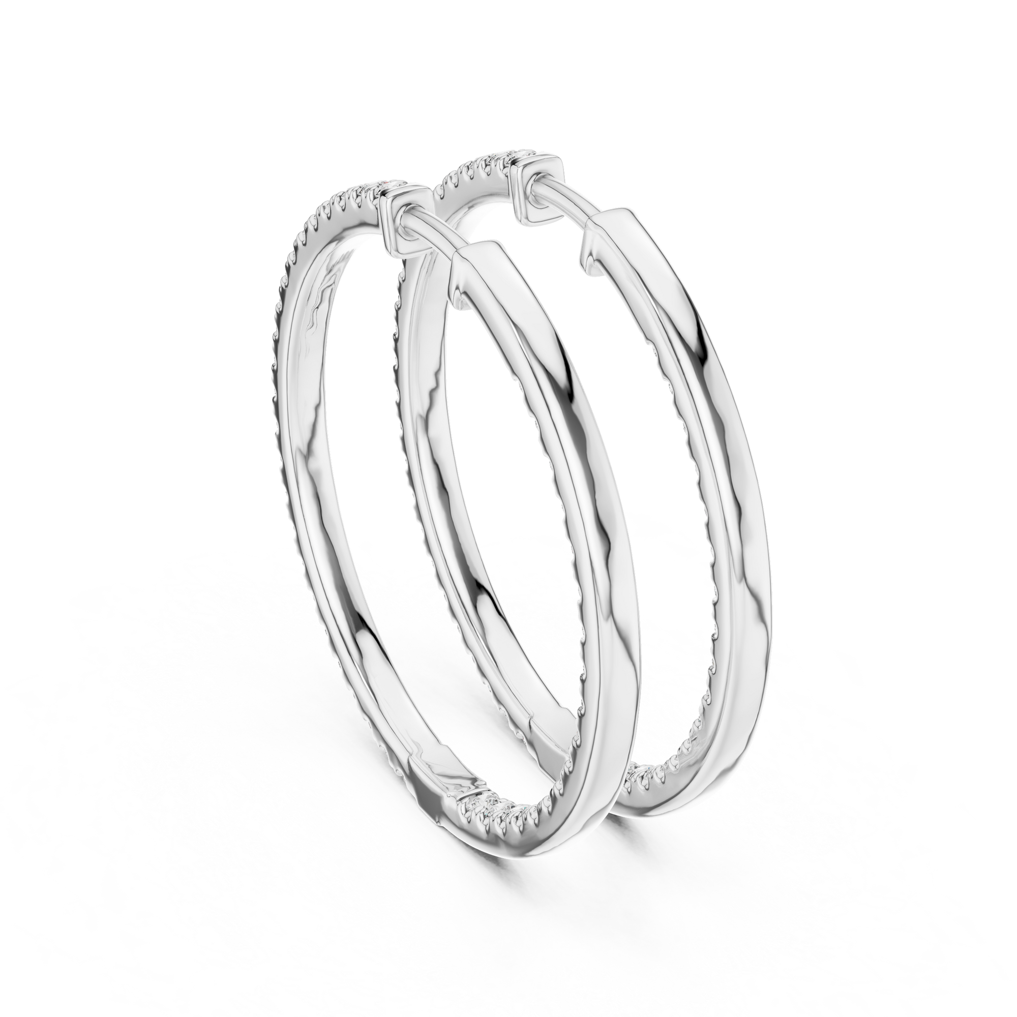 14K White Gold Lab-Grown Diamond Oval Hoop Earrings – 1.00 CTW