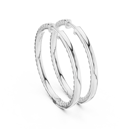 14K White Gold Lab-Grown Diamond Oval Hoop Earrings – 1.00 CTW