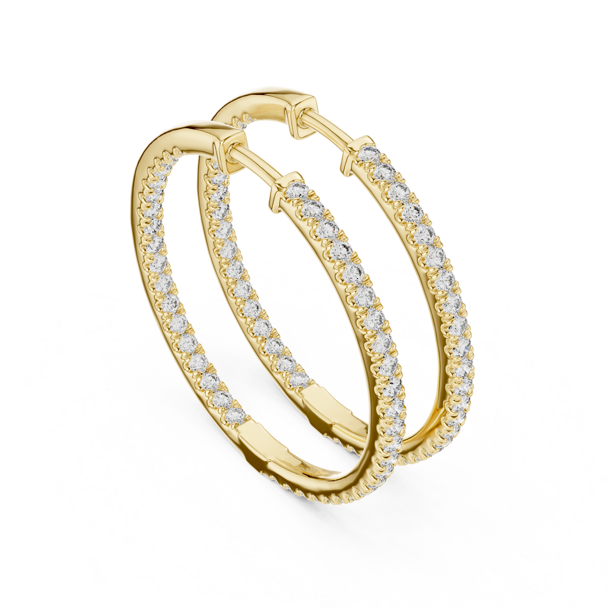 14K Yellow Gold Lab-Grown Diamond Oval Hoop Earrings – 1.00 CT