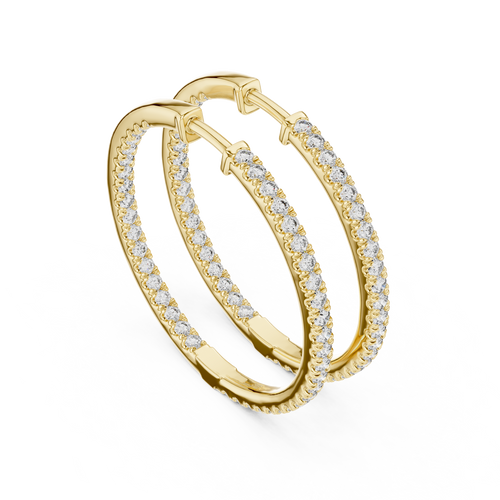 14K Yellow Gold Lab-Grown Diamond Oval Hoop Earrings – 1.00 CT