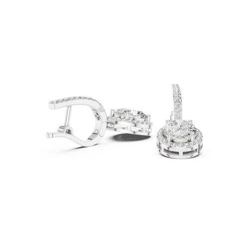 14K White Gold Lab-Grown Diamond Oval Drop Earrings – 3.5 CT | Dainty CVD Diamond Jewelry