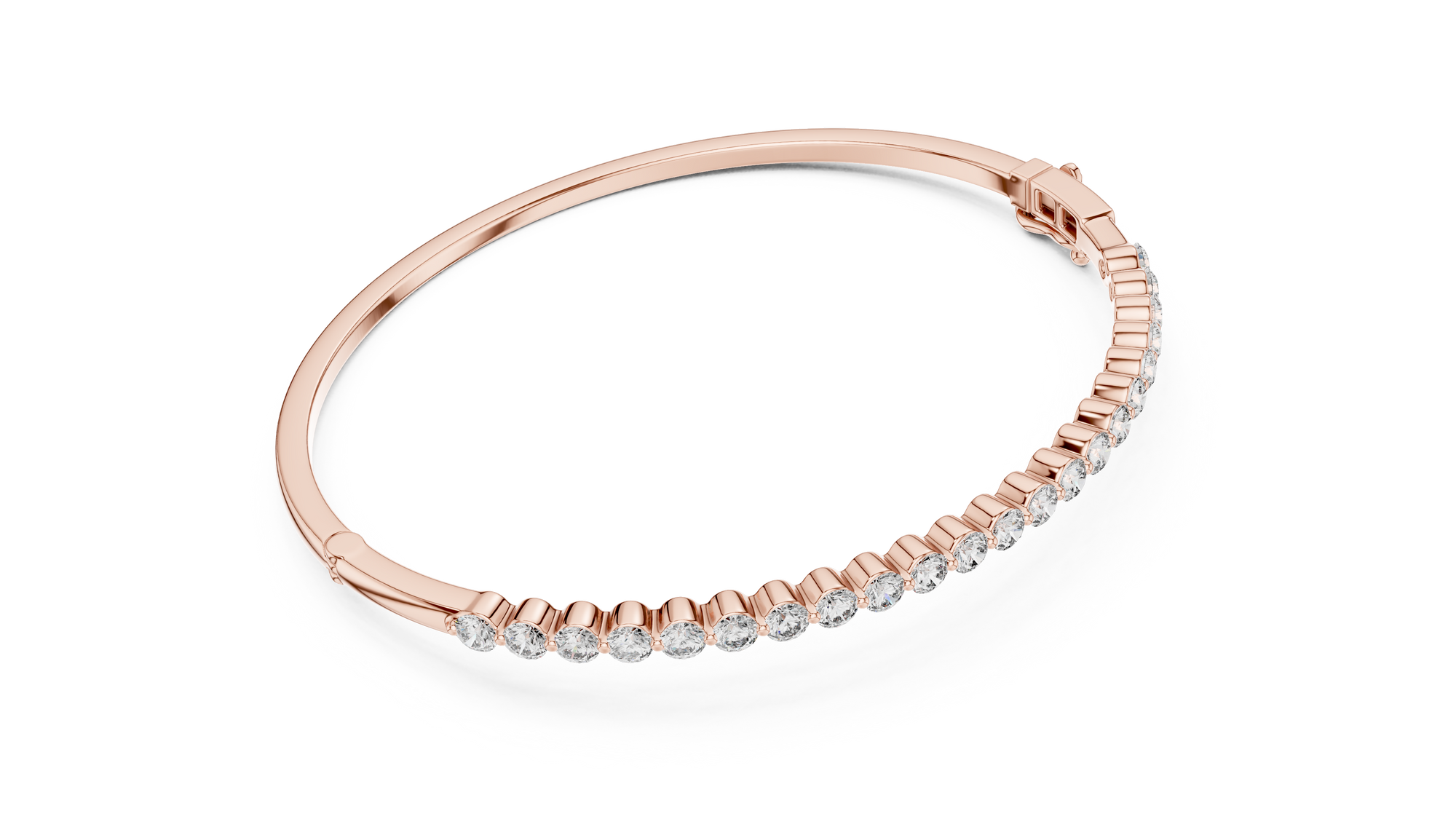 14K Rose Gold Lab-Grown Diamond Bangle – 2.00 CT
