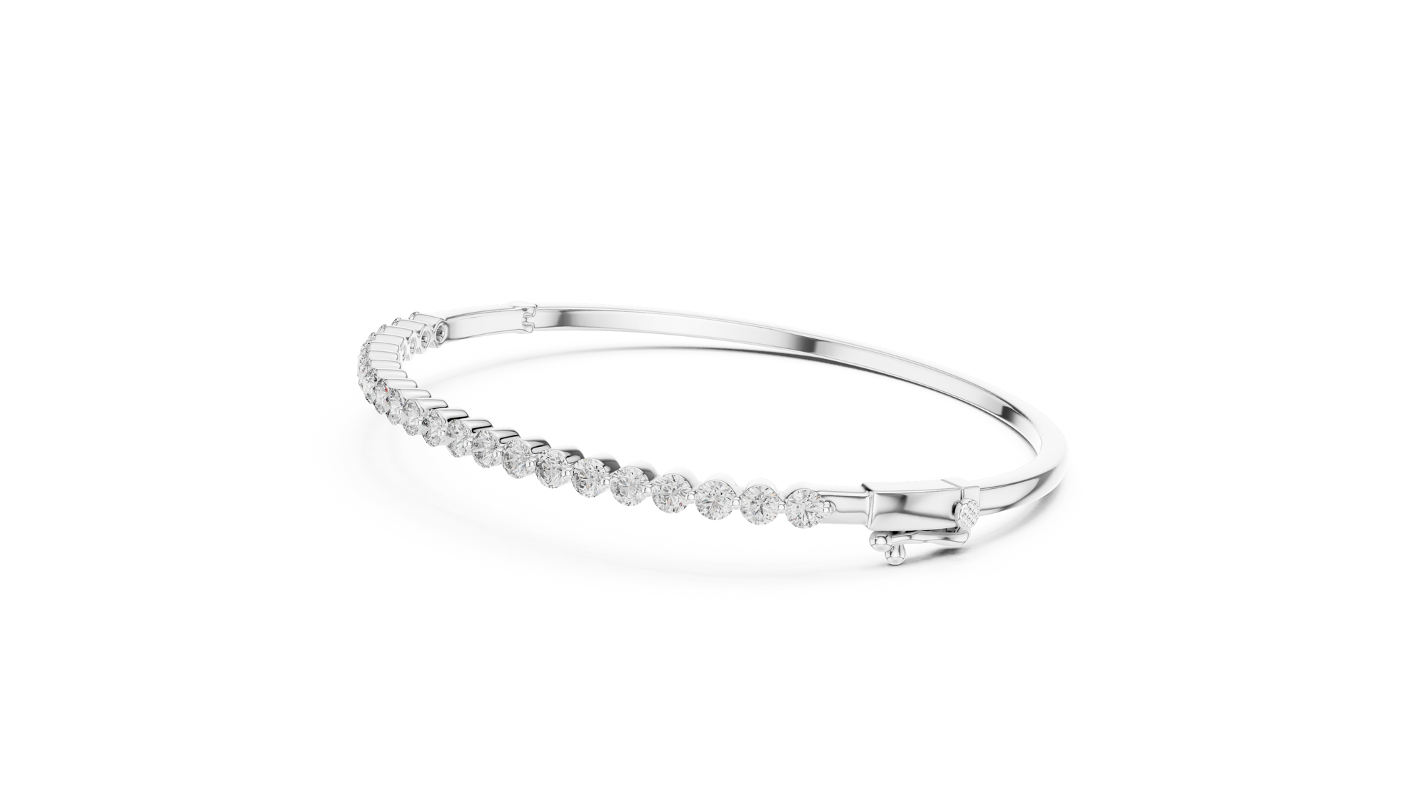 14K White Gold Lab-Grown Diamond Bangle – 2.00 CT