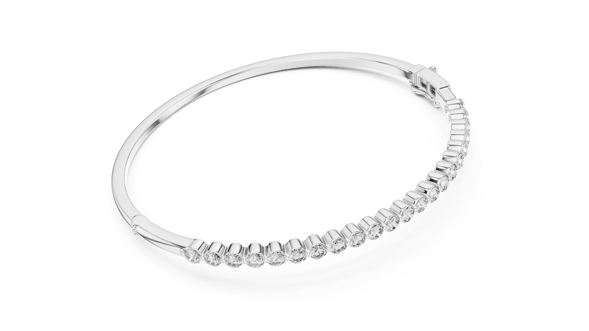 14K White Gold Lab-Grown Diamond Bangle – 2.00 CT