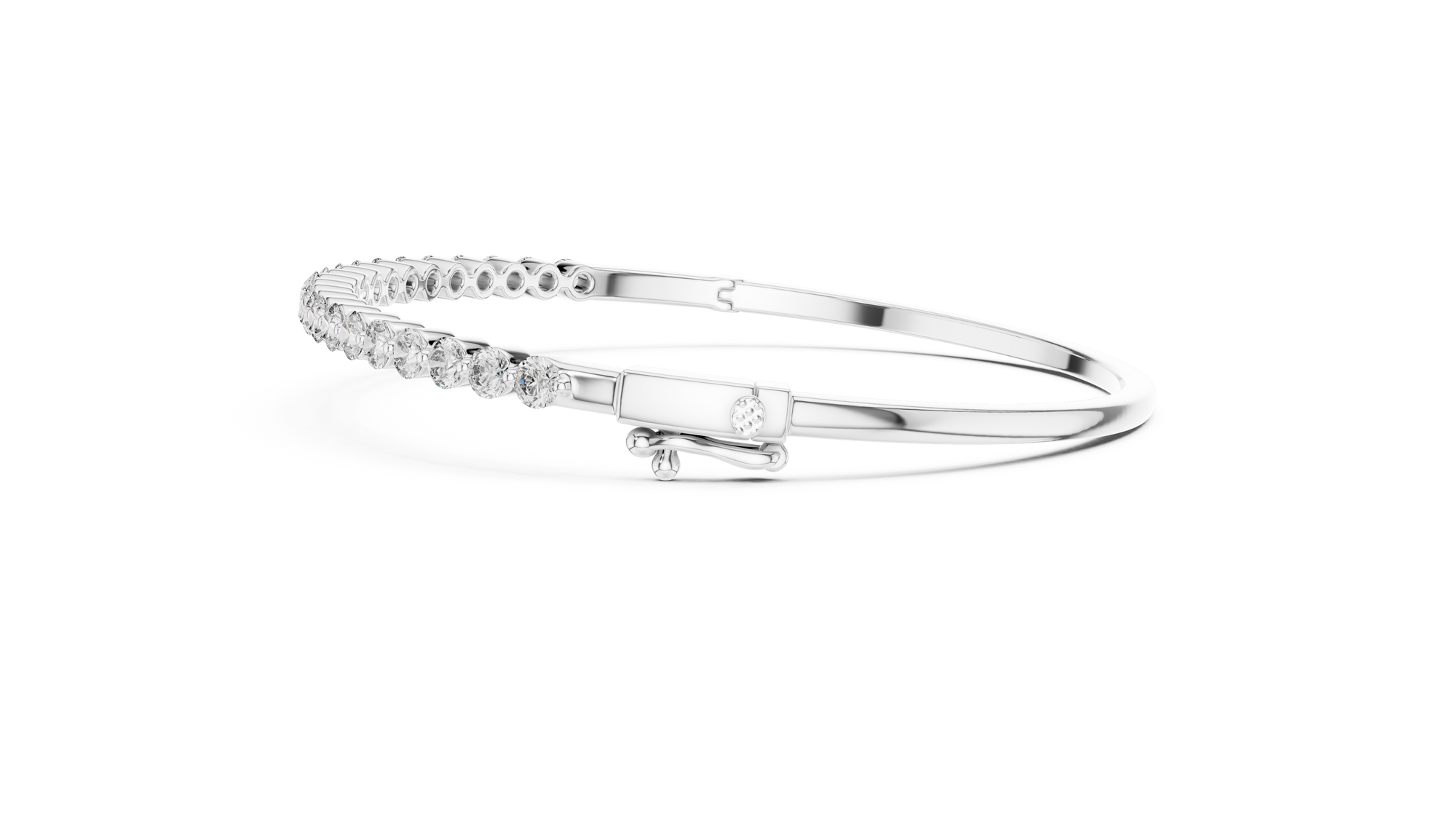 14K White Gold Lab-Grown Diamond Bangle – 2.00 CT