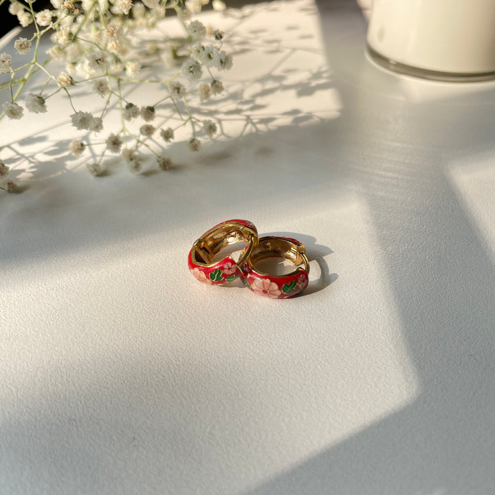 Heartfelt Blooms Hoops – Romantic Elegance in 22K Gold-Plated Silver