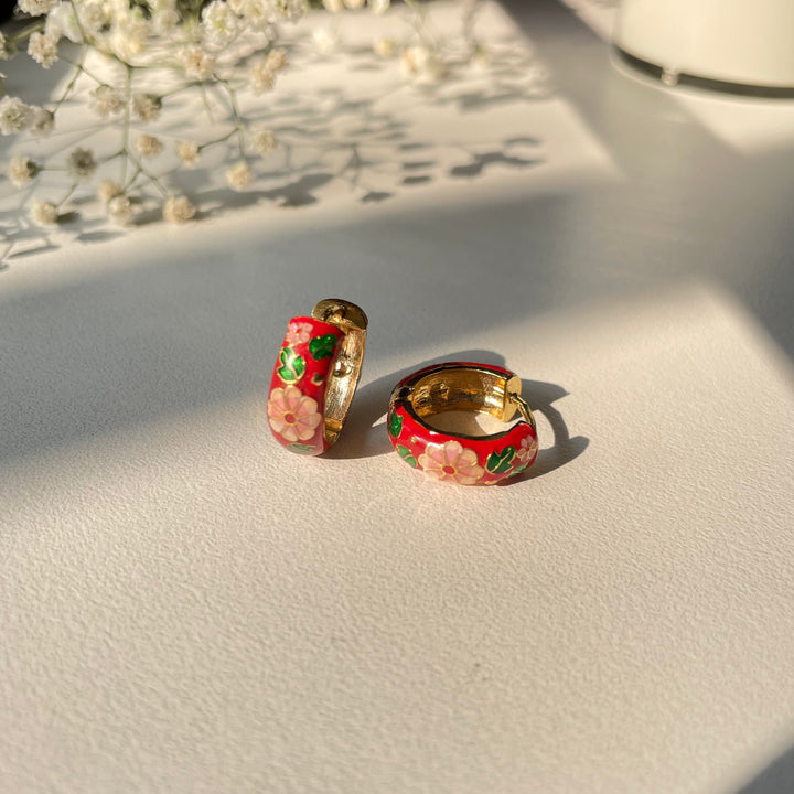 Heartfelt Blooms Hoops – Romantic Elegance in 22K Gold-Plated Silver