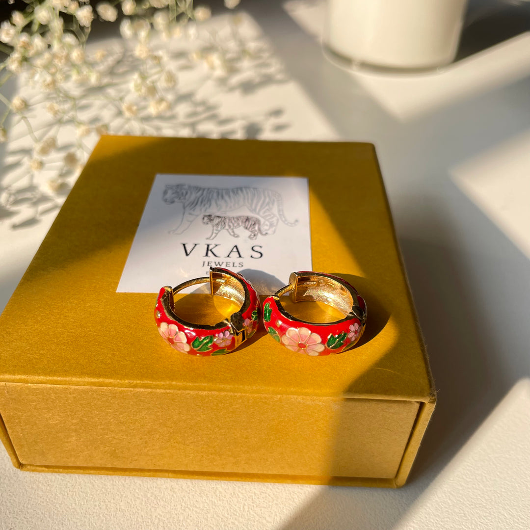Heartfelt Blooms Hoops – Romantic Elegance in 22K Gold-Plated Silver