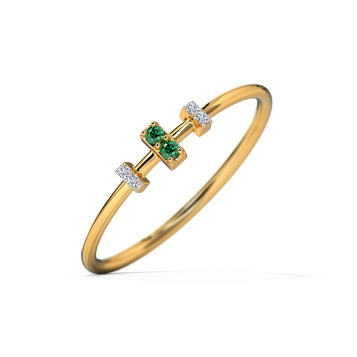 Emerald Elegance Diamond Ring 14K gold