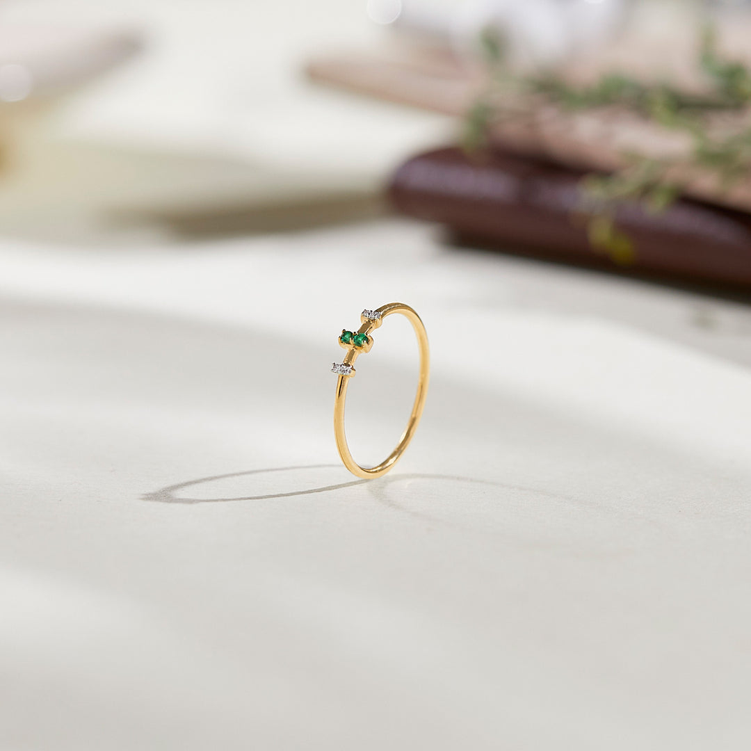 Emerald Elegance Diamond Ring 14K gold