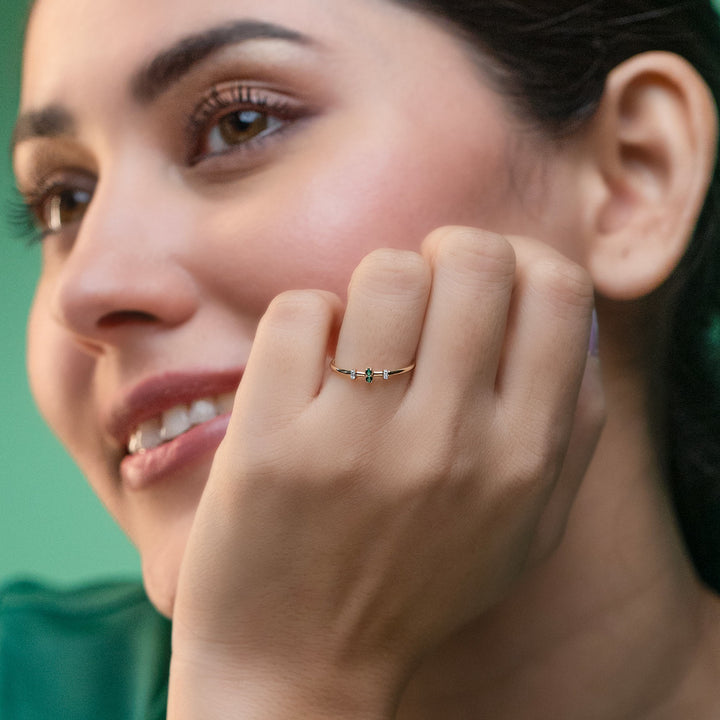Emerald Elegance Diamond Ring 14K gold