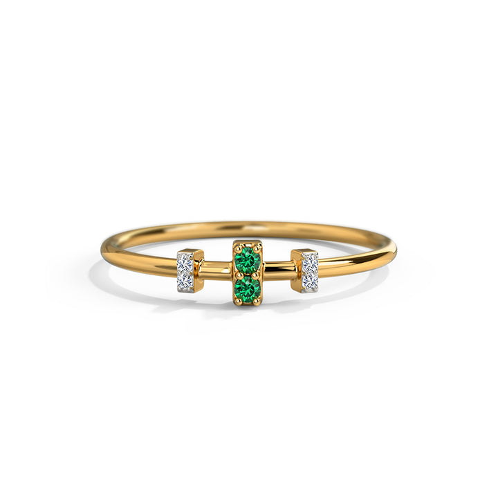 Emerald Elegance Diamond Ring 14K gold