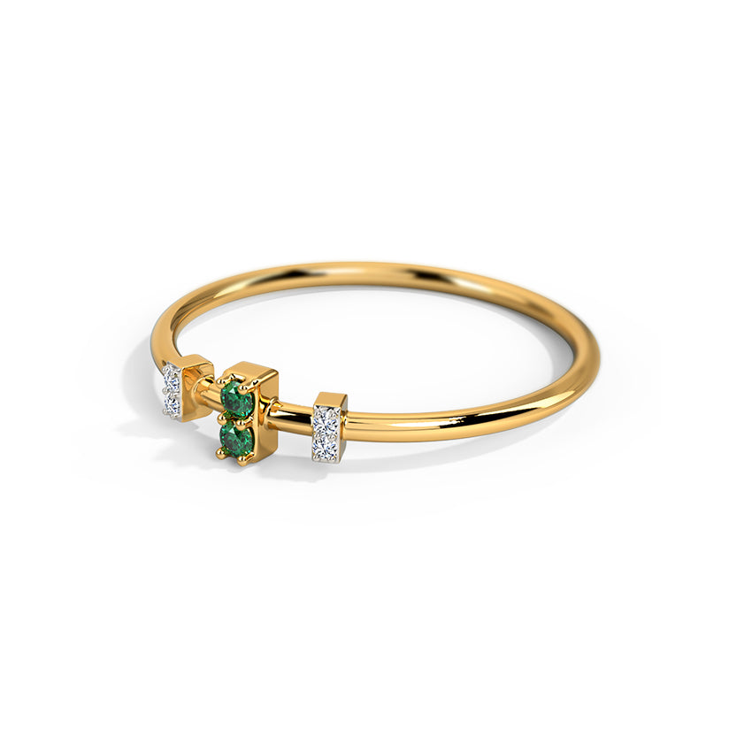 Emerald Elegance Diamond Ring 14K gold