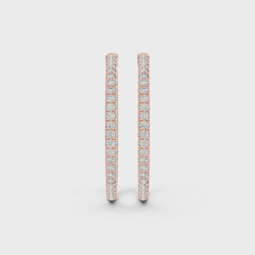14K Rose Gold Lab-Grown Diamond Oval Hoop Earrings – 1.00 CT