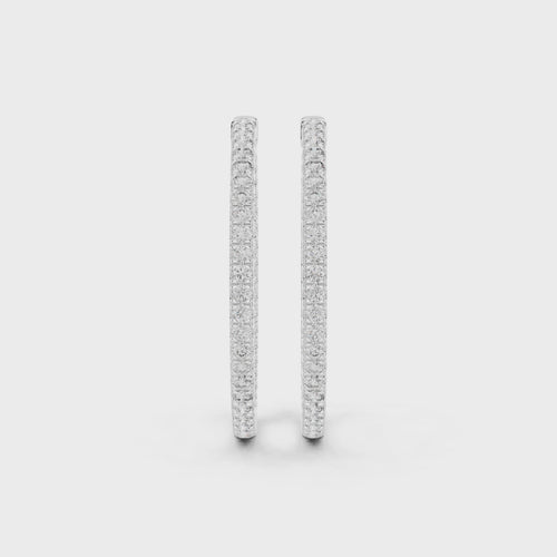 14K White Gold Lab-Grown Diamond Oval Hoop Earrings – 1.00 CTW